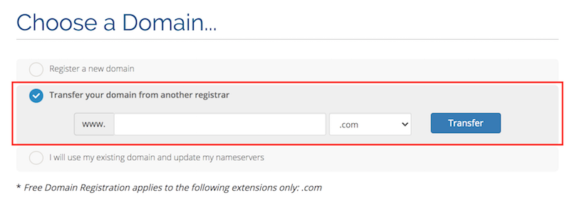 Transfer your domain from another registrar